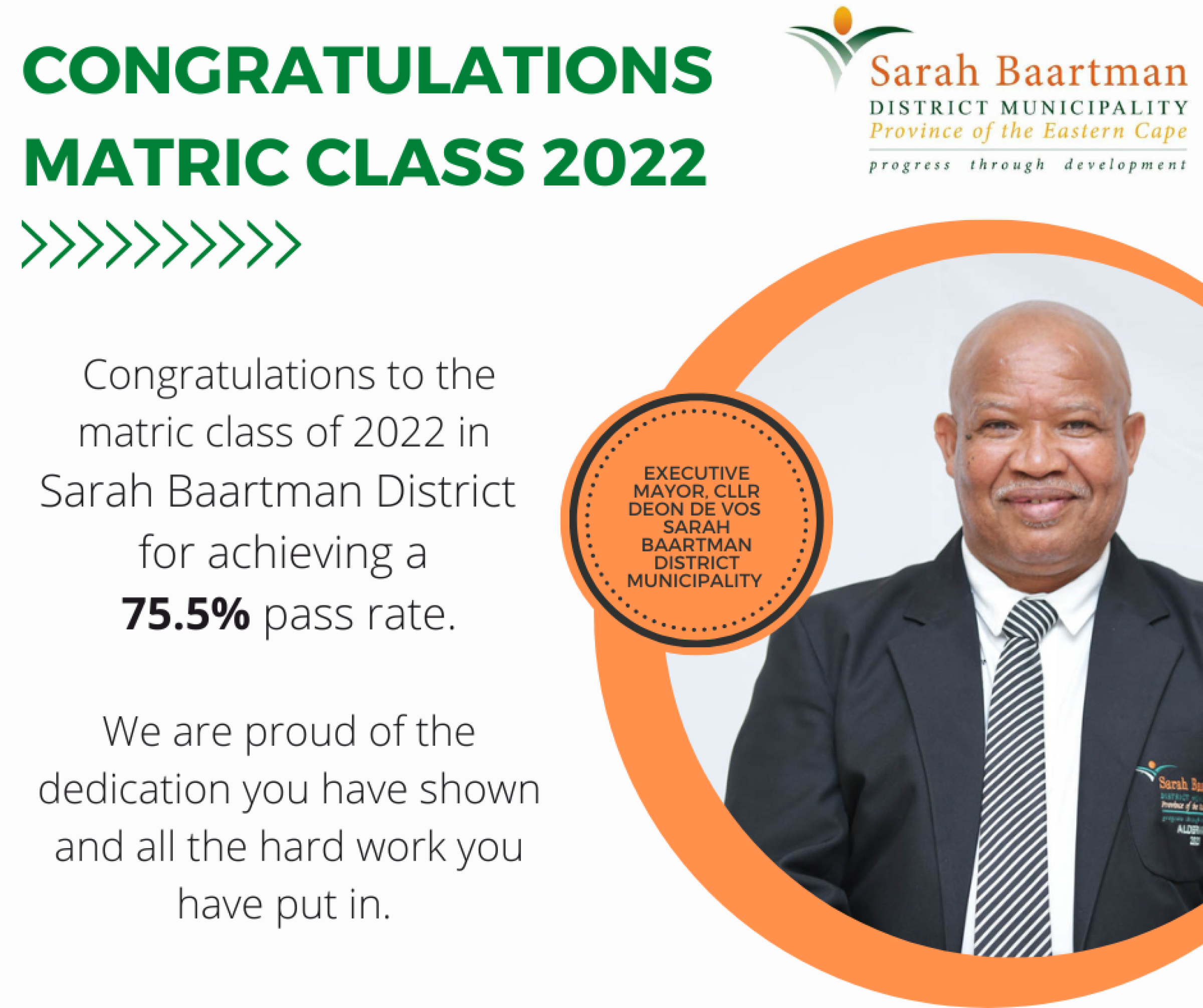 Sarah Baartman District Municipality Executive Mayor Congratulates Matric Class of 2022